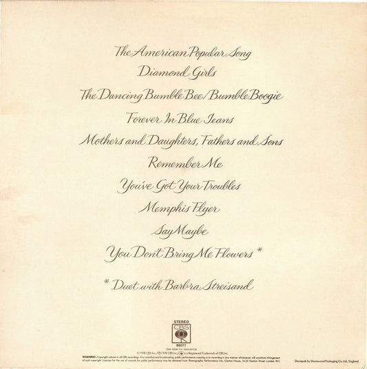 Neil Diamond : You Don't Bring Me Flowers (LP, Album)