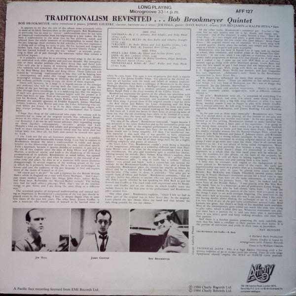 Bob Brookmeyer Quintet : Traditionalism Revisited (LP, Album, RE)