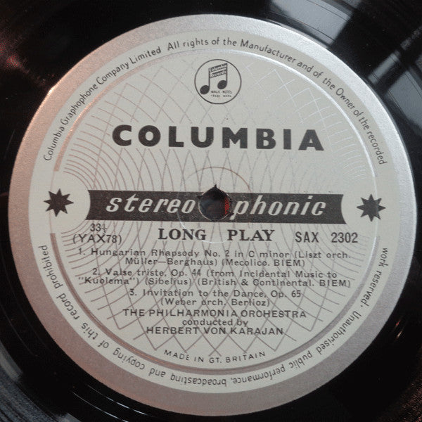 Karajan*, Philharmonia* : 1812 / Hungarian March / Hungarian Rhapsody No. 2 / Valse Triste / Invitation To The Dance (LP)