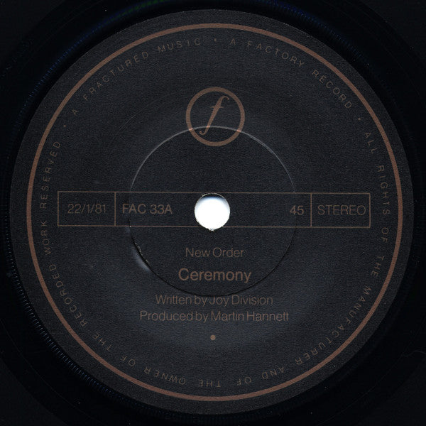 New Order : Ceremony (7", Single, Lyn)