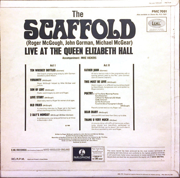 Scaffold : Live At The Queen Elizabeth Hall (LP, Mono)