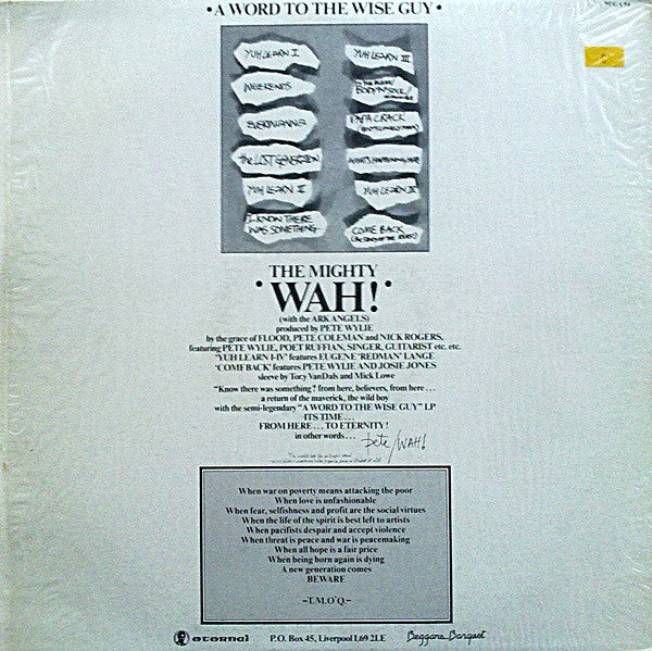 Wah! : A Word To The Wise Guy (LP, Album + 12")