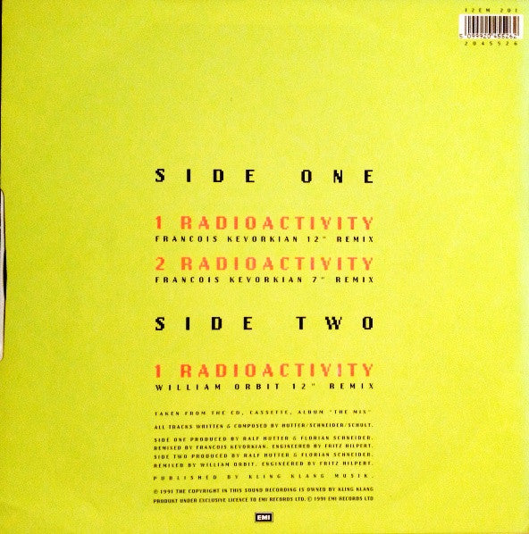Kraftwerk : Radioactivity (12", Single)