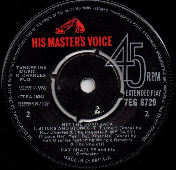 Ray Charles : Hit The Road Jack (7", EP, Mono, RP)