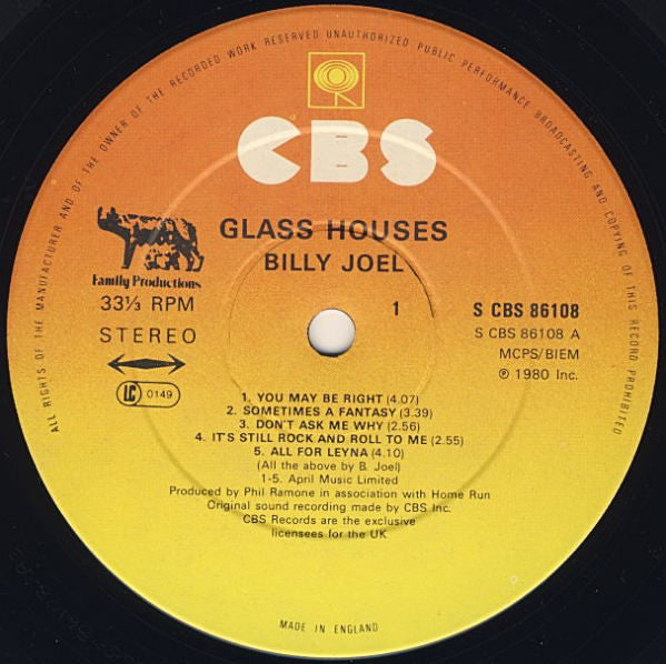 Billy Joel : Glass Houses (LP, Album)