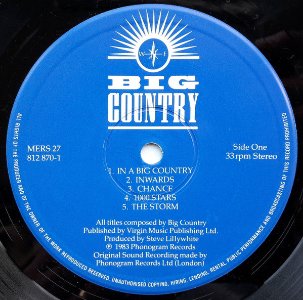 Big Country : The Crossing (LP, Album, Blu)