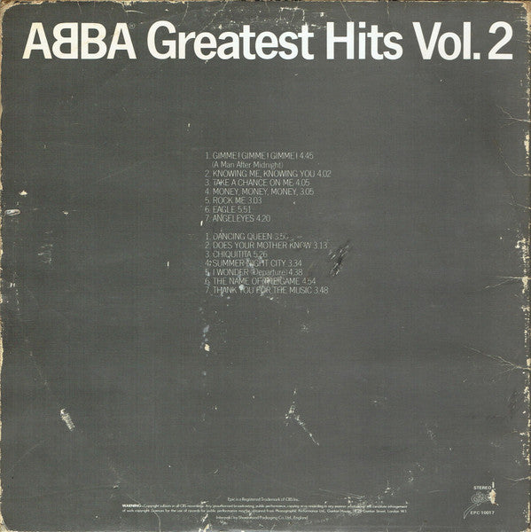 ABBA : Greatest Hits Vol. 2 (LP, Album, Comp, Net)