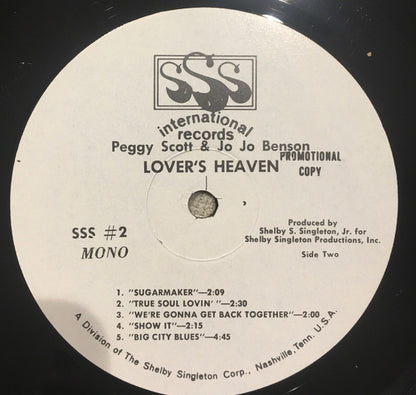 Peggy Scott & Jo Jo Benson : Lover's Heaven (LP, Album, Mono, Promo, Spl)