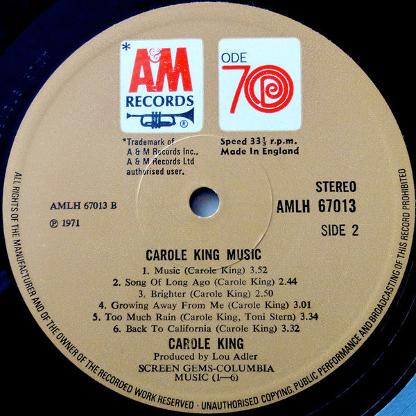 Carole King : Music (LP, Album, Gat)