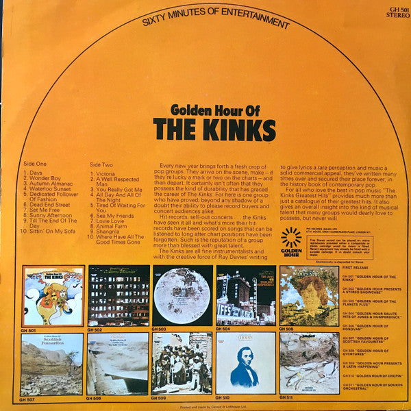 The Kinks : Golden Hour Of The Kinks (LP, Comp, Emb)