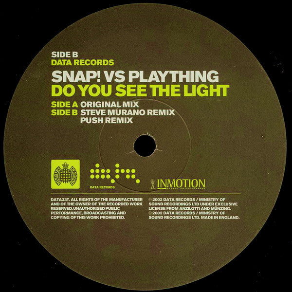 Snap! Vs Plaything : Do You See The Light (12", Single)