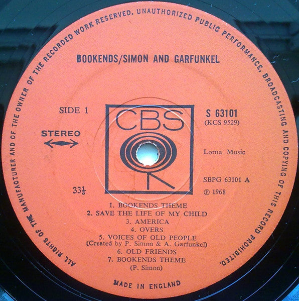 Simon & Garfunkel : Bookends (LP, Album, RE, Sho)