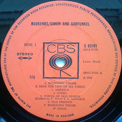 Simon & Garfunkel : Bookends (LP, Album, RE, Sho)