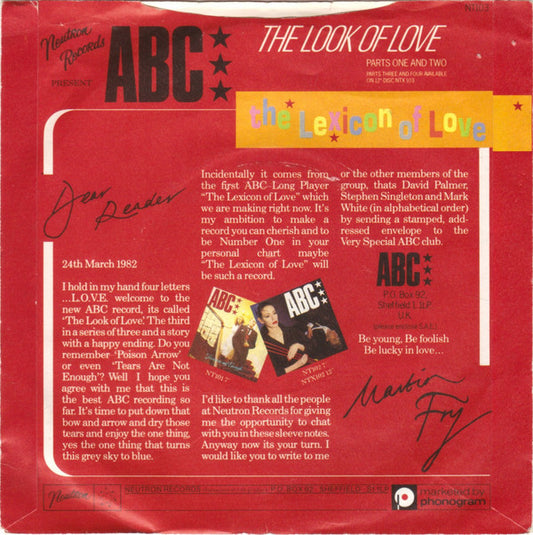 ABC : The Look Of Love (Parts One And Two) (7", Single, Lar)