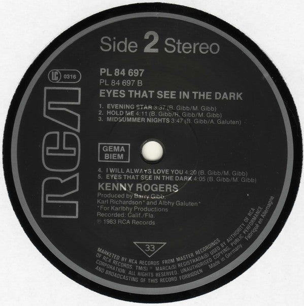 Kenny Rogers : Eyes That See In The Dark (LP, Album)
