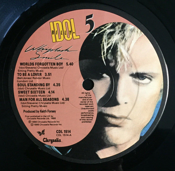 Billy Idol : Whiplash Smile (LP, Album, CBS)