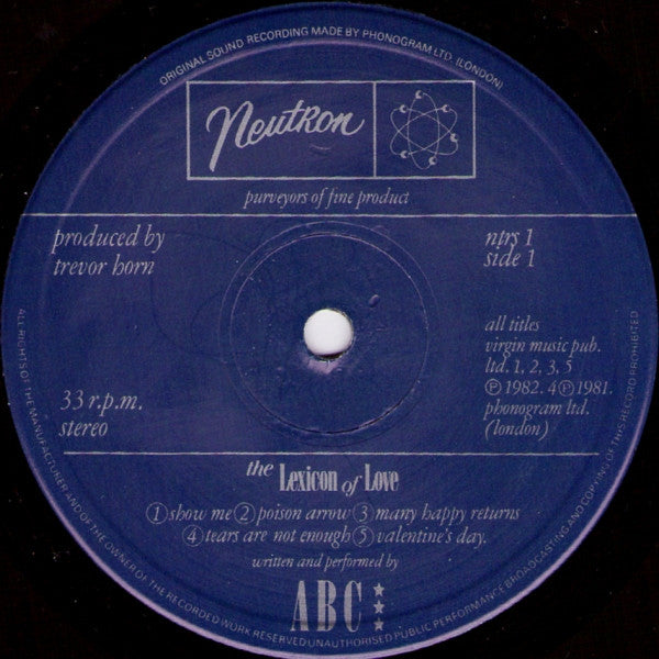ABC : The Lexicon Of Love (LP, Album)