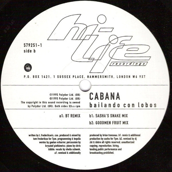 Cabana : Bailando Con Lobos (12")