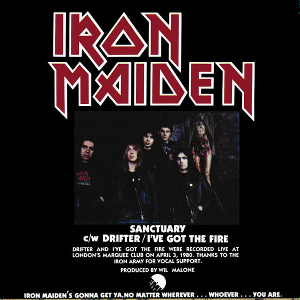 Iron Maiden : Running Free · Sanctuary (2x12", Comp, Ltd)