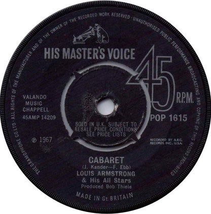 Louis Armstrong Orchestra & Chorus* / Louis Armstrong & His All Stars* : What A Wonderful World / Cabaret (7", Single, Pus)