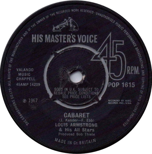 Louis Armstrong Orchestra & Chorus* / Louis Armstrong & His All Stars* : What A Wonderful World / Cabaret (7", Single, Pus)