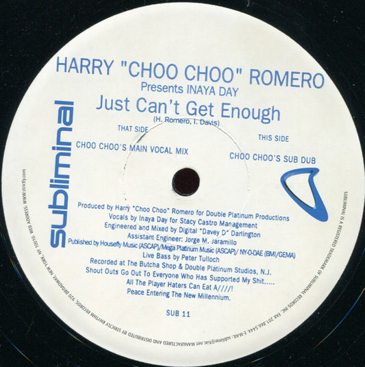 Harry "Choo Choo" Romero Presents Inaya Day : Just Can't Get Enough (12")