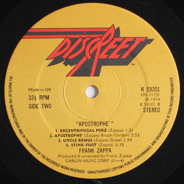 Frank Zappa : Apostrophe (') (LP, Album)