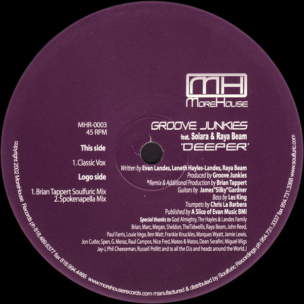 Groove Junkies Feat. Solara & Raya Beam : Deeper (12")