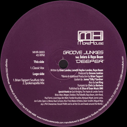 Groove Junkies Feat. Solara & Raya Beam : Deeper (12")