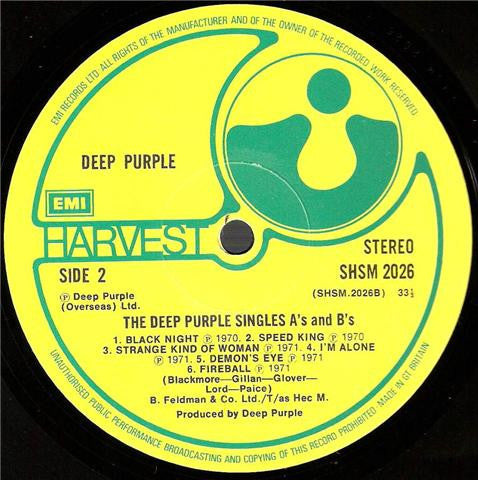 Deep Purple : The Deep Purple Singles A's & B's (LP, Comp)