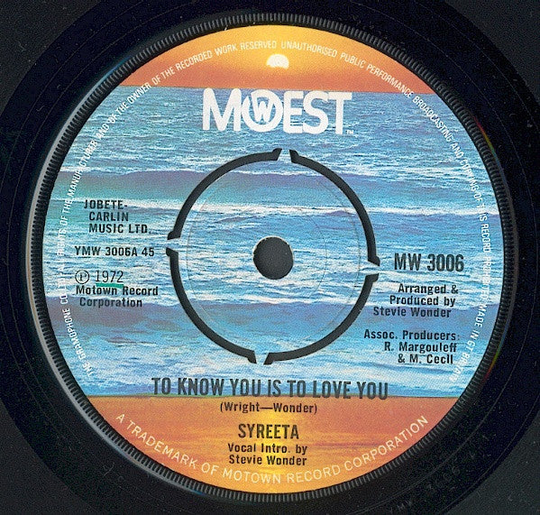 Syreeta : To Know You Is To Love You  (7", Single)