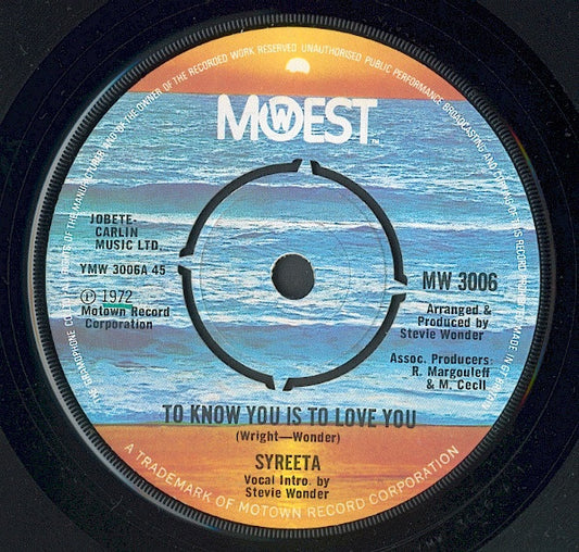 Syreeta : To Know You Is To Love You  (7", Single)