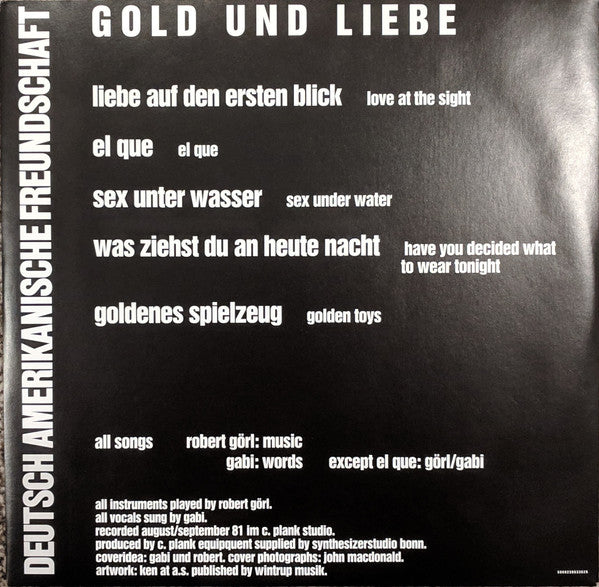 Deutsch Amerikanische Freundschaft : Gold Und Liebe (LP, Album, RE)