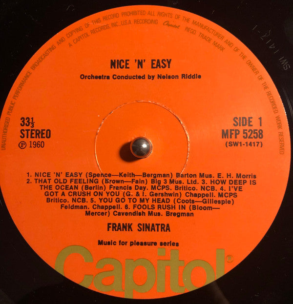 Frank Sinatra : Nice 'N' Easy With Sinatra (LP, Album, RE)
