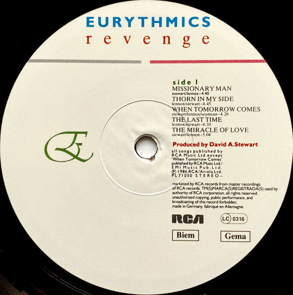 Eurythmics : Revenge (LP, Album, Emb)