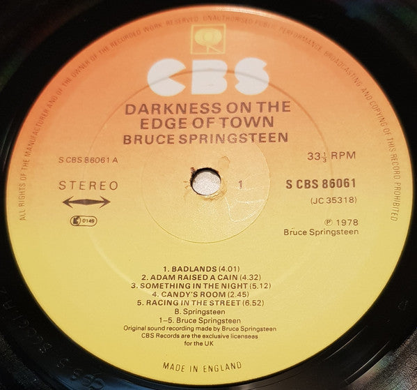 Bruce Springsteen : Darkness On The Edge Of Town (LP, Album)