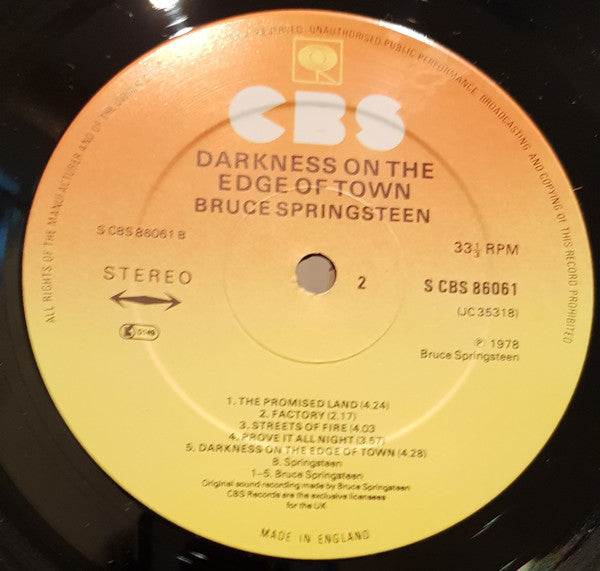 Bruce Springsteen : Darkness On The Edge Of Town (LP, Album)