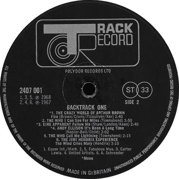 Various : Backtrack 1 (LP, Comp)