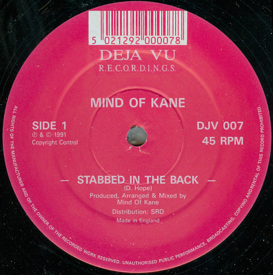 Mind Of Kane : Stabbed In The Back (12", Red)