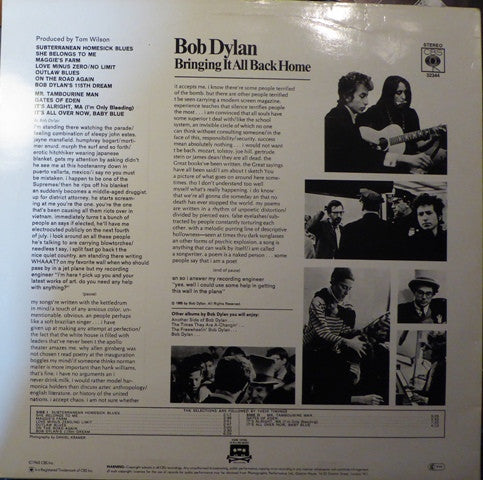 Bob Dylan : Bringing It All Back Home  (LP, Album, RE)