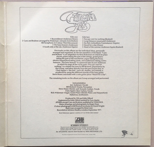 Yes : Fragile (LP, Album, RP, Gat)