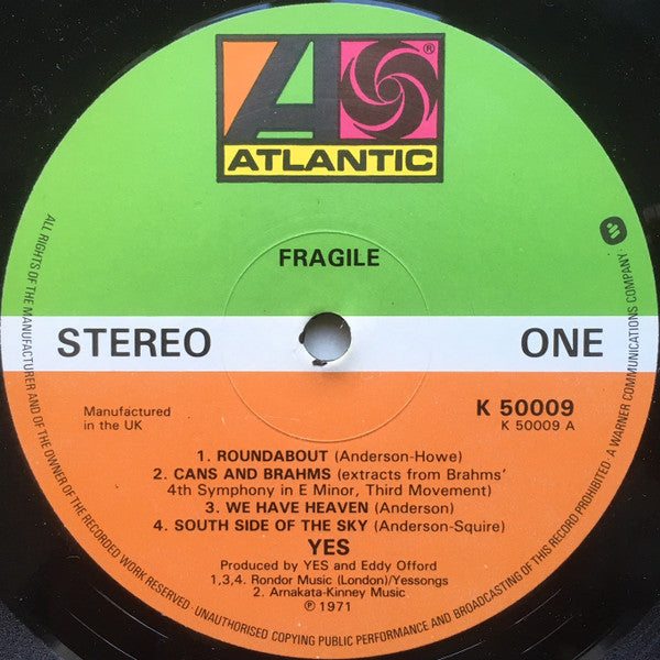 Yes : Fragile (LP, Album, RP, Gat)