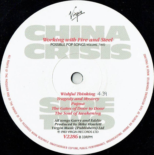 China Crisis : Working With Fire And Steel (Possible Pop Songs Volume Two) (LP, Album)