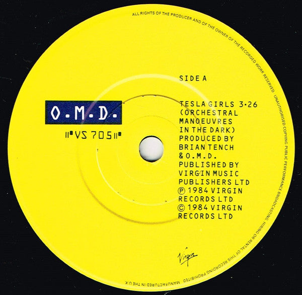 O.M.D.* : Tesla Girls (7", Single, Glo)