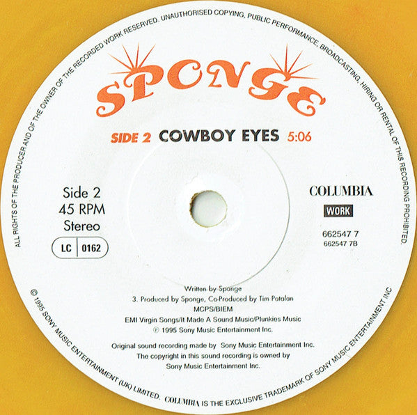 Sponge (3) : Molly (16 Candles Down The Drain) (7", Single, Ltd, Num, Yel)