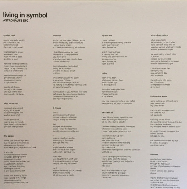 Astronauts Etc* : Living In Symbol (LP, Album)