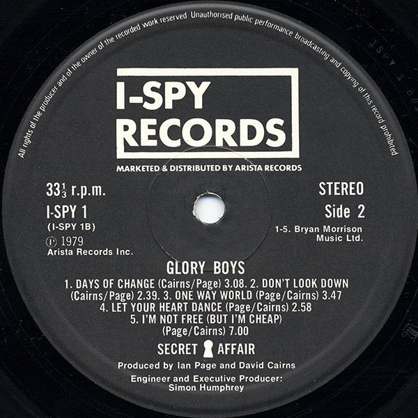 Secret Affair : Glory Boys (LP, Album)