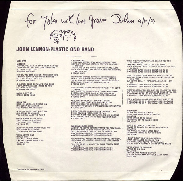John Lennon / Plastic Ono Band* : John Lennon / Plastic Ono Band (LP, Album)
