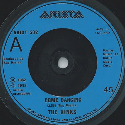 The Kinks : Come Dancing (7", Single, Blu)