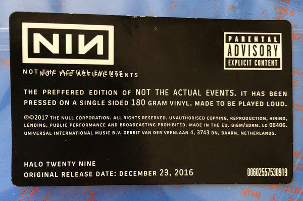 Nine Inch Nails : Not The Actual Events (12", EP, Blu)